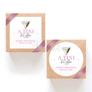 A Tini Bit Older Birthday Stickers, Martini Themed Party Favors, Adult Birthday Labels