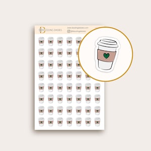 Coffee Planner Stickers for Calendars, Planners, Simple Coffee Cup Date Sticker