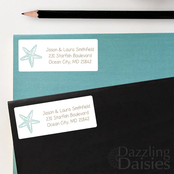 Starfish Return Address Labels, Beach-inspired Mailing Stickers