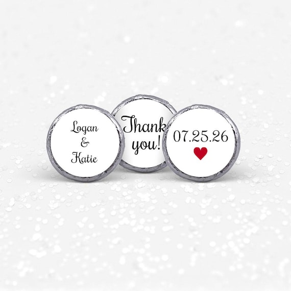 Wedding Hershey Kiss Stickers (108), Personalized Chocolate Labels, Food Wedding Favors
