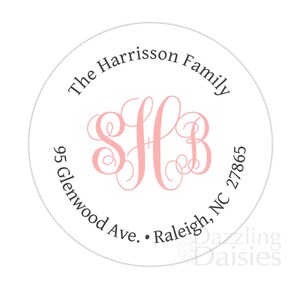 Round Monogram Address Labels, Return Envelope Seals Stickers - Etsy
