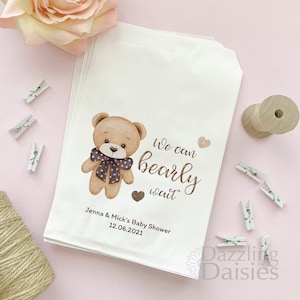We Can Bearly Wait-tassen, gepersonaliseerde bedankjes babyshower teddybeer, zakjes snoep donut traktatie