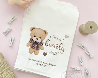 We Can Bearly Wait Bags, Personalized Teddy Bear Baby Shower Favors, Candy Donut Bags