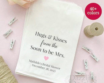 Hugs and Kisses Bridal Shower Favor Bags, Personalized Hershey kiss Favors, Lip Balm