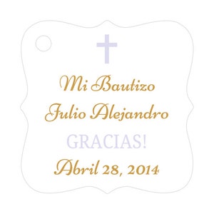 Mi Bautizo tags Baptism gift tags Spanish baptism tags Baptism tags Lavender