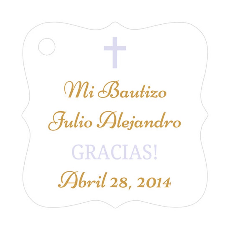 Mi Bautizo tags Baptism gift tags Spanish baptism tags Baptism tags Lavender