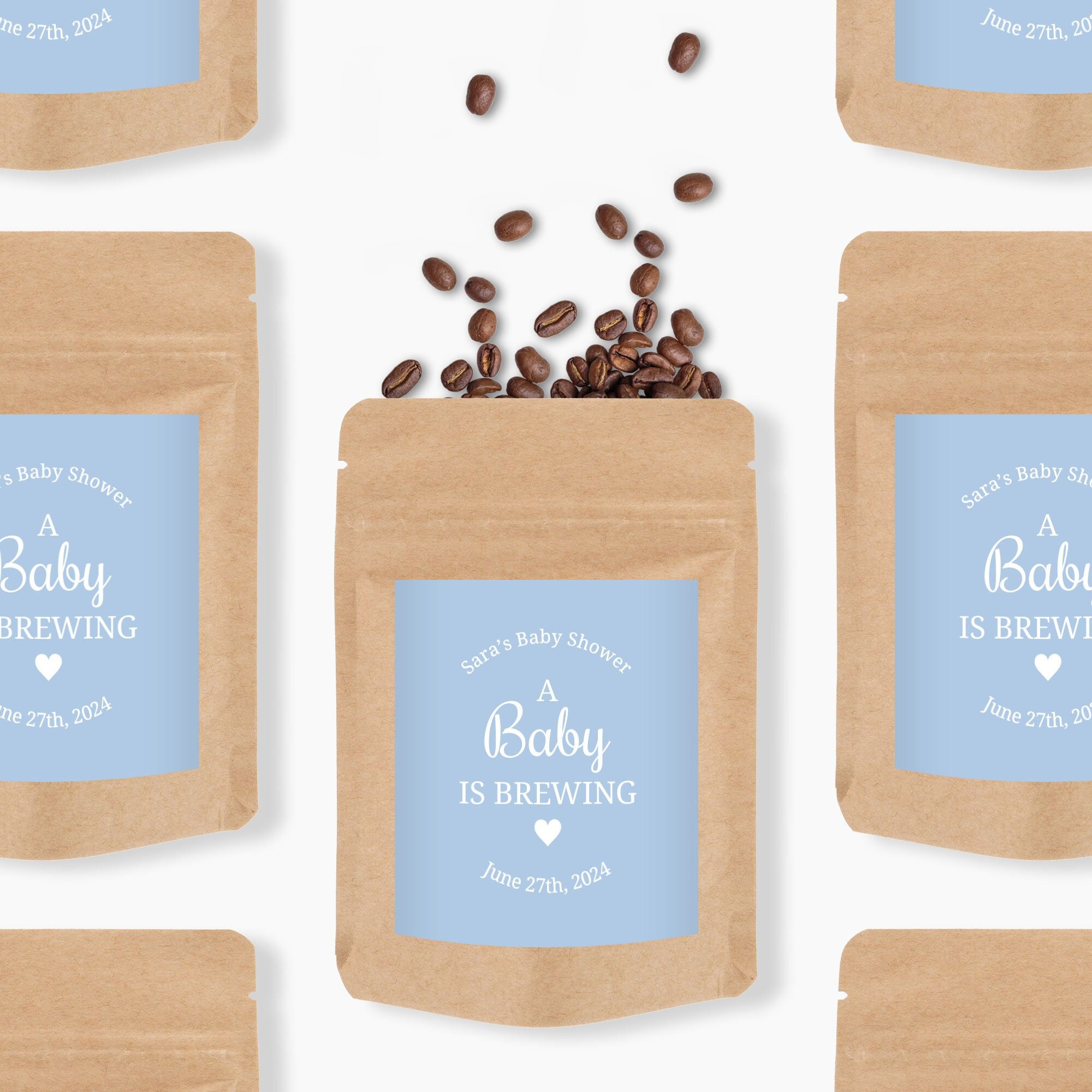 A Baby is Brewing Favor Bags, Personalized Coffee Bean Bags, Baby Shower  Tea Favors - Etsy Israel, image size:2000x2000