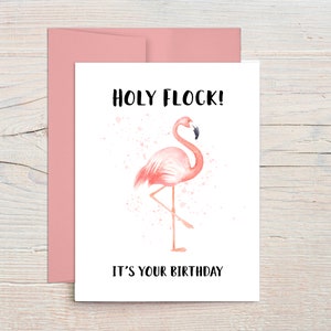 Cartão de aniversário de flamingo, cartão de felicitações engraçado para ela, cartões de aniversário de pássaros, feliz aniversário