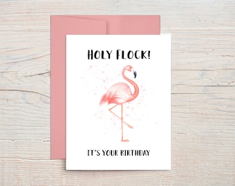 Birthday card flamingo - Flamingo birthday card - Funny birthday card - (BC010)