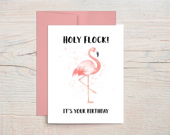Flamingo Birthday Card, Funny Greeting Card for Her, Bird Birthday Cards, Happy Birthday