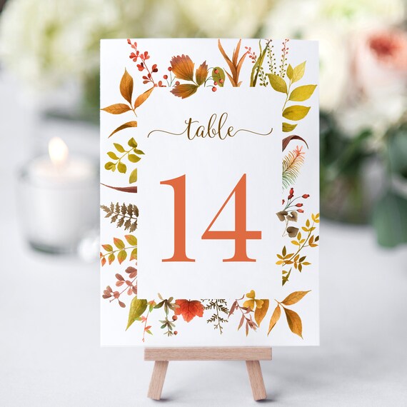 Fall Table Numbers Fall Wedding Table Numbers Autumn Table Etsy