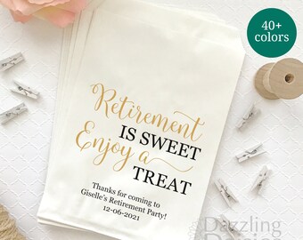 Retirement Is Sweet Bags Grease Resistant, Retirement Party Supplies, Paper Candy Bag, Party Favor Bags