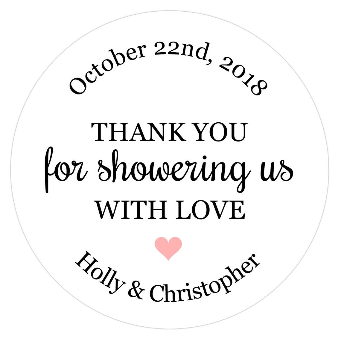 Thank You for Showering Us With Love Stickers Wedding Shower Etsy UK