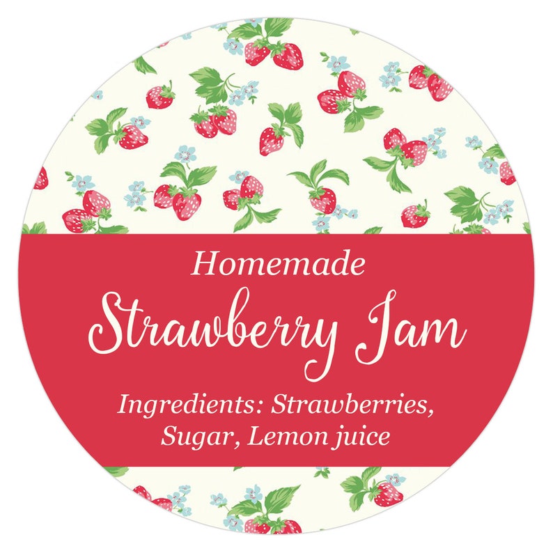 Strawberry jam label Strawberry jam canning labels Jam jar | Etsy