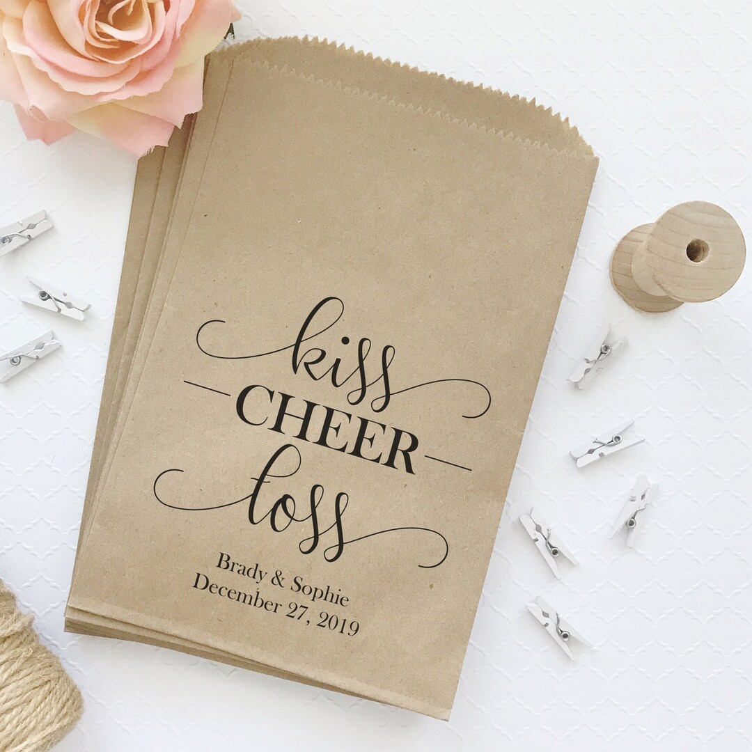 Kiss Cheer Toss Bags Wedding Petal Toss Bag Confetti Bags Etsy