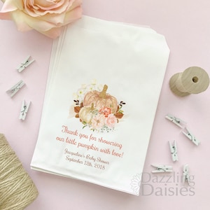Little Pumpkin Baby Shower Favor Bags, Fall Theme, Paper Bags for Candy and Treats