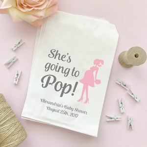Ready to Pop Bags for Baby Shower, Personalized Popcorn Favors, Custom Paper Popcorn Bags