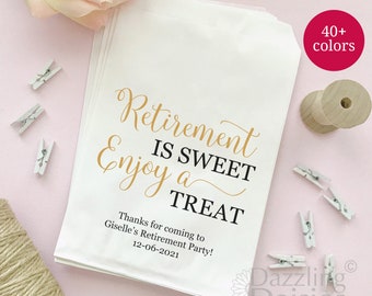 Retirement Is Sweet Bags, Retirement Party Supplies, Paper Candy Bag, Party Favor Bags