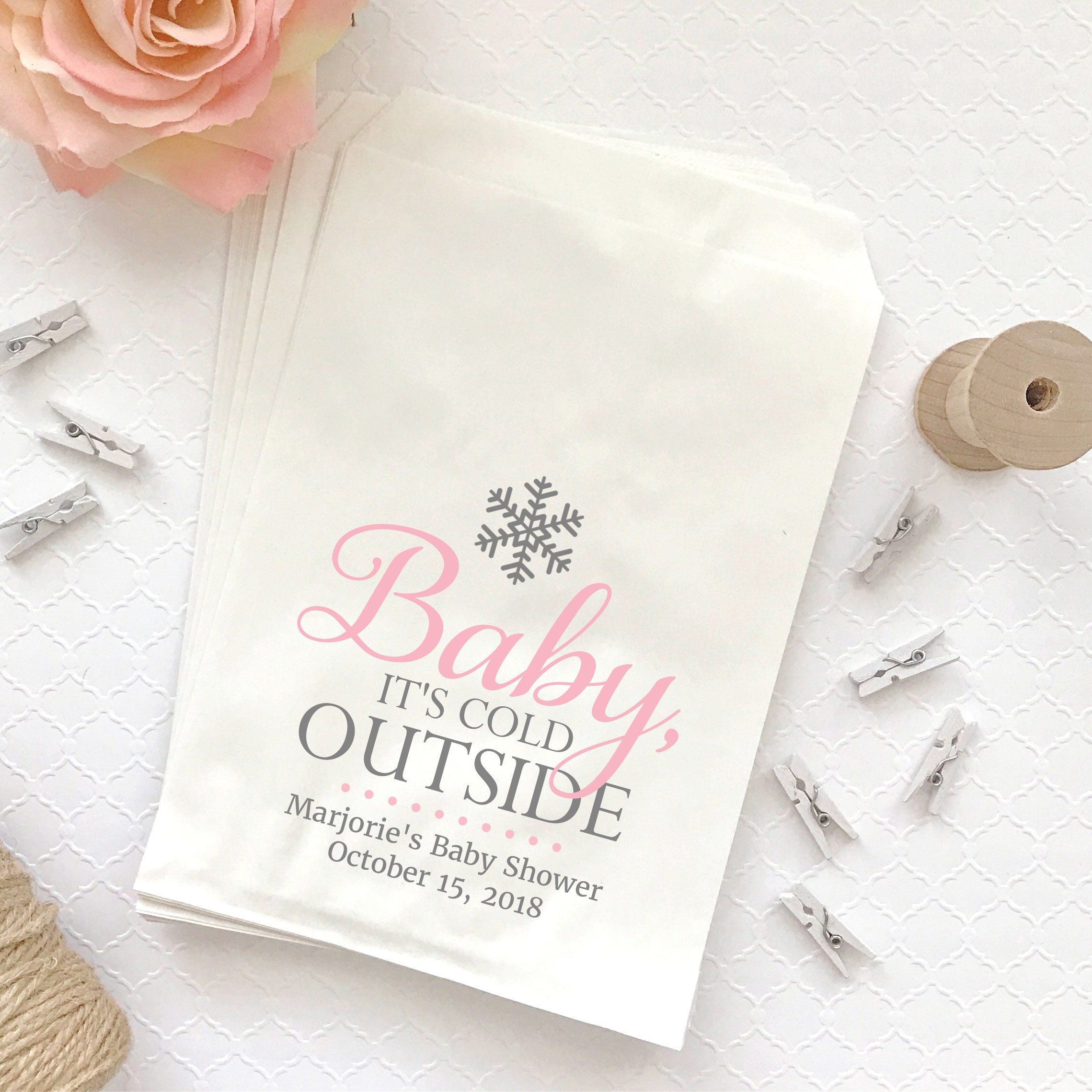 Girls Winter Baby Its Cold Outside Baby Shower Favor Treat Bags Girls Winter Baby Its Cold Outside Baby Shower Favor Treat Bags