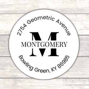Return address labels - Return address stickers - Round address label - Monogram return address labels - Business address labels - (AW040)