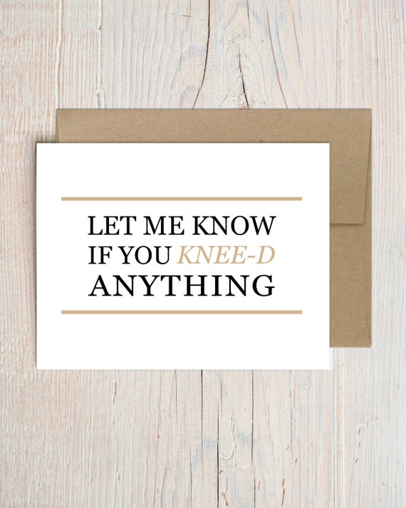 Knee Surgery Card, Knee Replacement, Funny Get Well Recovery Card