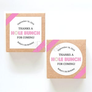 Thanks a hole bunch stickers Donut favor stickers Donut birthday stickers image 1