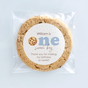 One Sweet Boy Cookie Favor Bags e adesivi, bomboniere personalizzate per la prima festa di compleanno, latte e biscotti