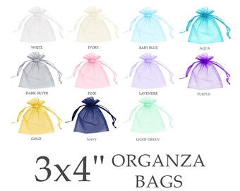 Small 3x4 Organza Bags with Drawstring Closure (30), Jewelry Pouches, Party Favors, Gift Bags