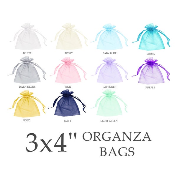 Small 3x4 Organza Bags with Drawstring Closure (30), Jewelry Pouches, Party Favors, Gift Bags