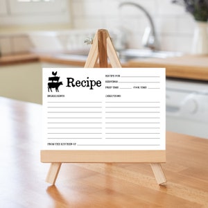 Farmhouse Recipe Cards with Farm Animals, Rustic Design, Printed, 4x6&quot;