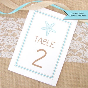 Numéros de table étoiles de mer pour mariage sur la plage, décoration de réception de coquillages, dîner de répétition nautique
