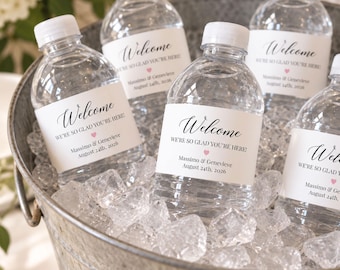 Personalized Wedding Water Bottle Labels, Destination Wedding Welcome Bag Stickers
