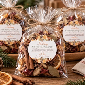 Holiday Potpourri Stickers Printed, Seasonal Simmer Pot Label, Seasonal Scented Hostess Gift