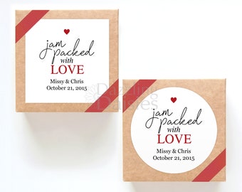 Jam packed with love stickers - Wedding jam labels - Jam wedding favors