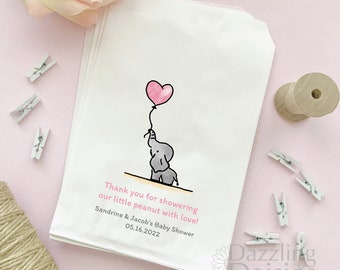Elephant Baby Shower Favor Bags, Little Peanut Theme, Paper Candy Bags