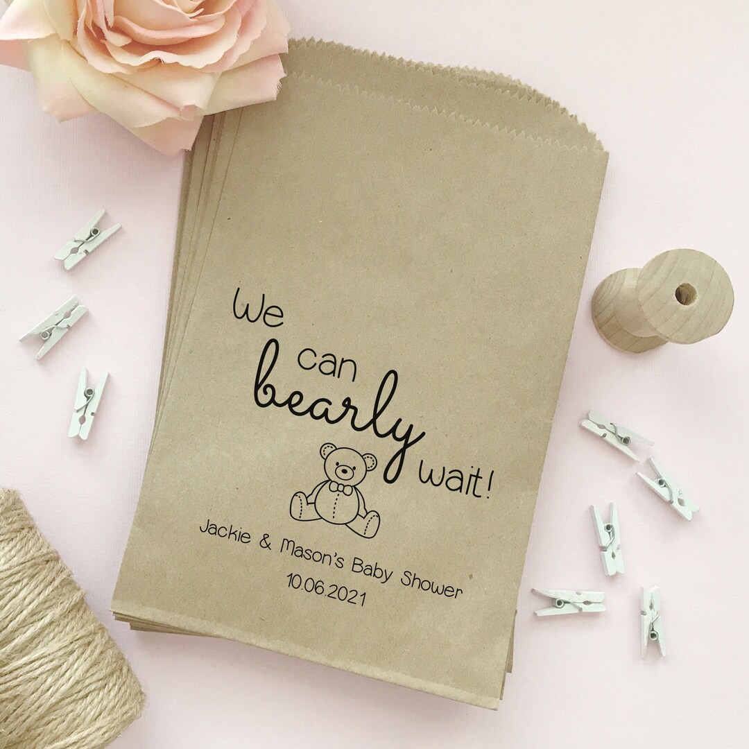 We Can Bearly Wait Bags, Teddy Bear Theme Baby Shower Favors, Paper ...