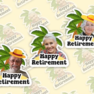 Stickers visage pour départ à la retraite, étiquettes de cadeaux, cadeaux avec photo, décorations de fête de départ en retraite