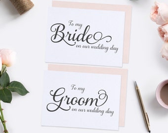 To my Groom card & To my bride card (set) - To my groom on our wedding day - To my bride on our wedding day - Wedding day cards - C001-SET1