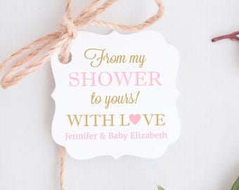 From My Shower to Yours Favor Tags for Baby Shower or Bridal Shower