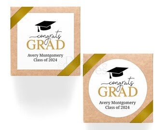 Personalized Graduation Stickers, Class of Party Favors, Custom Congrats Grad Labels
