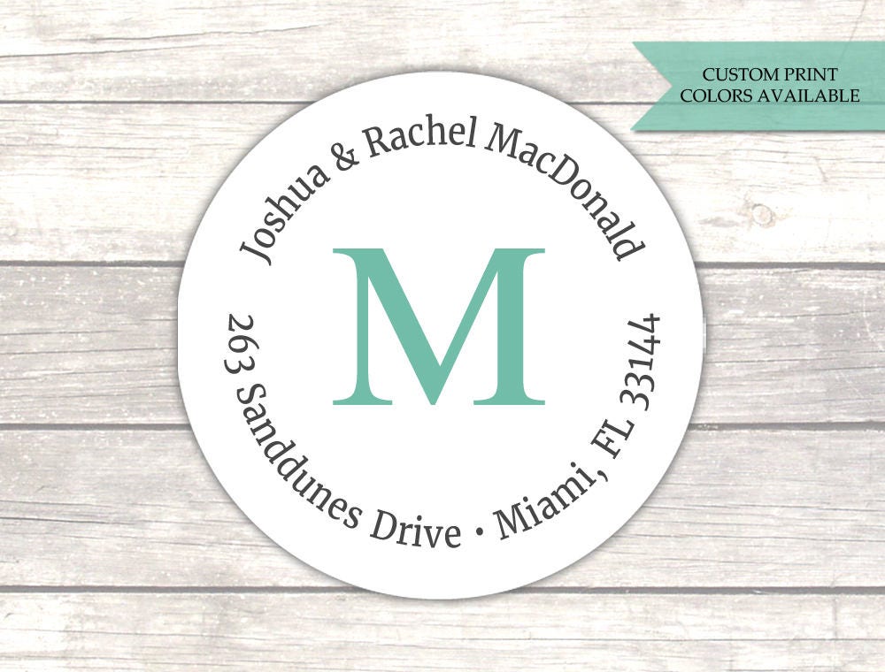 Return address labels - Round return address labels - Monogram return  adress labels - Address stickers - Business address labels - (AW012)