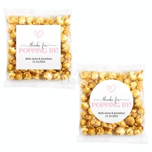 Thanks for Popping by Stickers, Popcorn Favors for Wedding, Baby Shower, Open House, Favor Labels