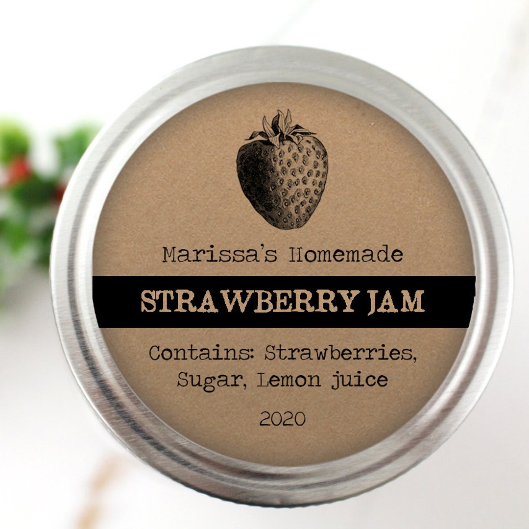 Canning Jar Labels Custom for Homemade Jam, Jelly, Salsa, and Pickles ...