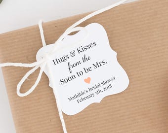 Hugs and Kisses from the Soon to Be Mrs Tags, Bridal Shower Lip Balm, Hershey Kiss Favors