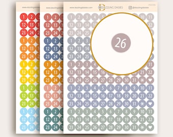 Date Dots Planner Stickers: Calendar Number Stickers