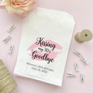Despidiéndome de mis 30 años, bolsas de regalo para fiestas de cumpleaños, bolsas de regalo con forma de beso de Hershey, regalos con bálsamo labial