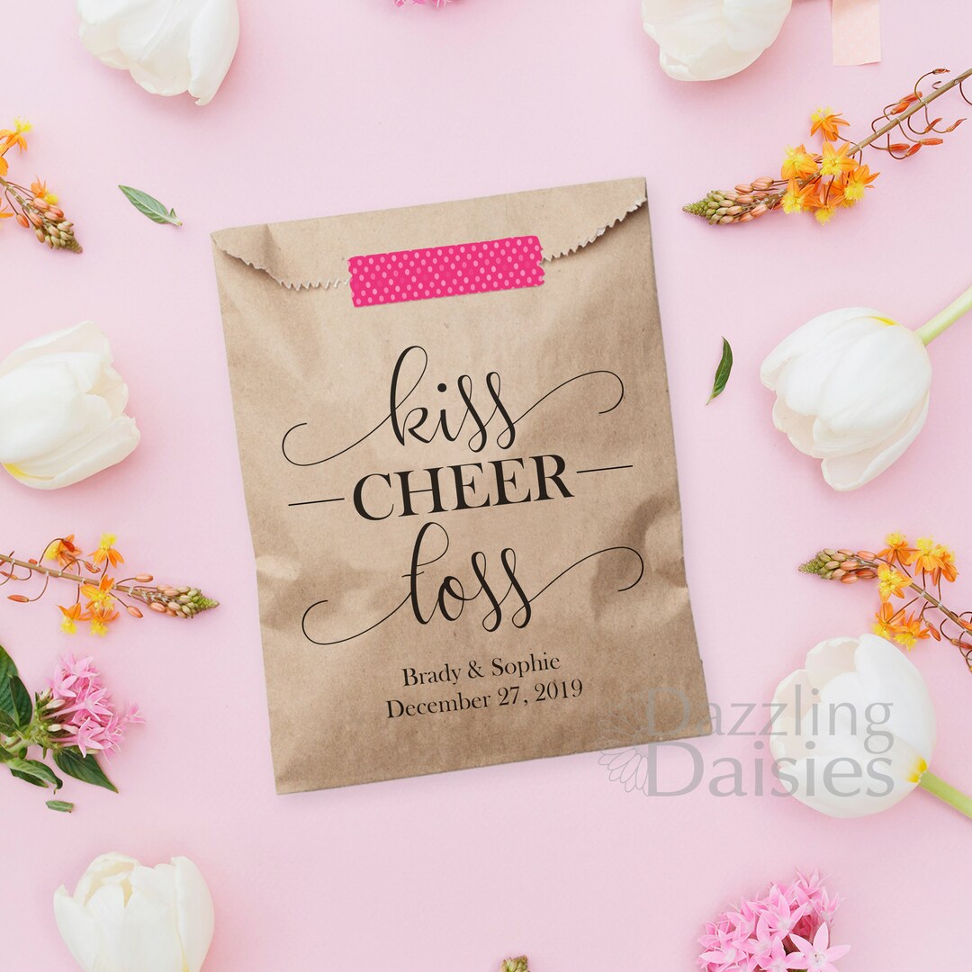Kiss Cheer Toss Bags Wedding Petal Toss Bag Confetti Bags Flower Petal