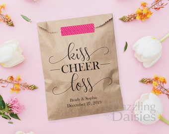 Kiss cheer toss bags - Wedding petal toss bag - Confetti bags - Flower petal bags - Petal bag