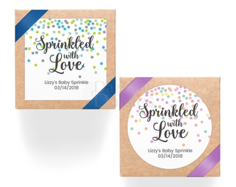 Sprinkled with Love Stickers: Personalized Baby Sprinkle Favor Labels