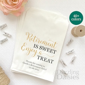 Retirement Is Sweet Bags, Retirement Party Supplies, Paper Candy Bag, Party Favor Bags